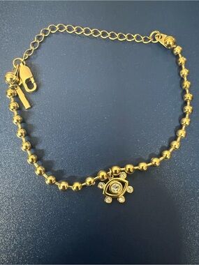 Alex and Ani Gold Tone Beaded Bracelet with Evil Eye Charm